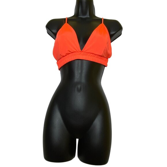 3-Piece Neon Orange Loungewear Set Fashion Nova Bra Pants & Long Duster Large - Picture 3 of 8